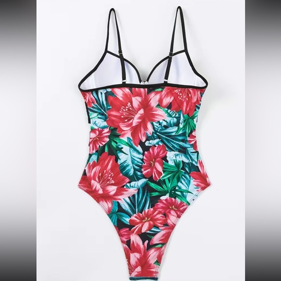 Boho tropical floral print one piece swimsuit - Picture 11 of 16